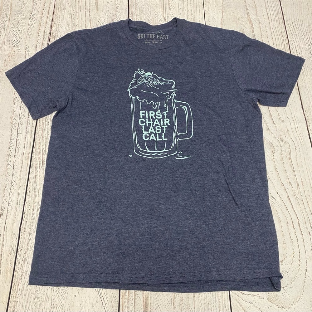 Ski The East Men’s Navy Graphic Tee - First Chair Last Call Large